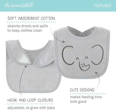The Peanutshell Baby Bibs for Boys or Girls, Terry Cloth, Feeding, Drooling, Teething Essentials for Newborn, Infant, Toddler Babies, Gender Neutr...