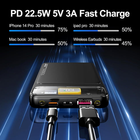 10000mAh Power Bank,Slim 22.5W Fast Charging Small Portable Charger PD 5V/3A USB-C Outpu,with Emergency Lighting,Compatible iPhone and Android Pho...