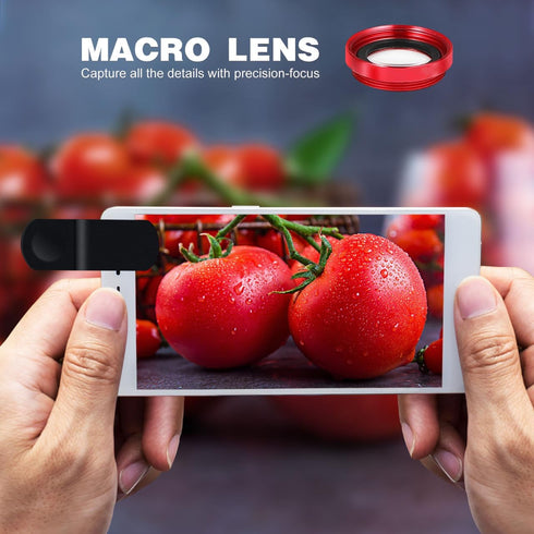 External Lens for Mobile Phone 3-in-1 Fisheye Macro Wide Angle Lens with Clip Aluminum Alloy Compatible with iPhone and Smartphones...