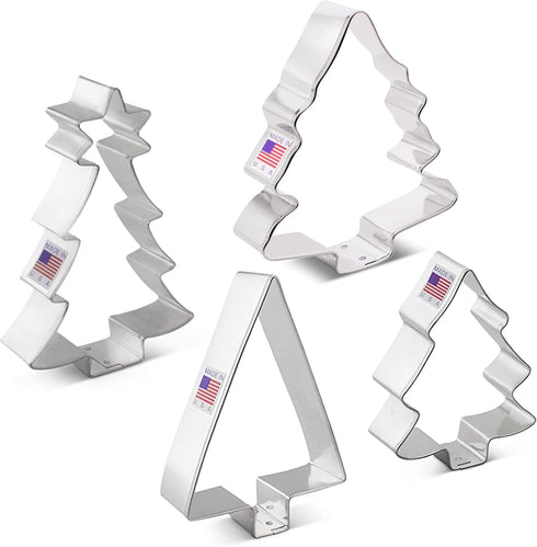 Christmas and Holiday Tree Cookie Cutters 4-Pc Set, Made in USA by Ann Clark...