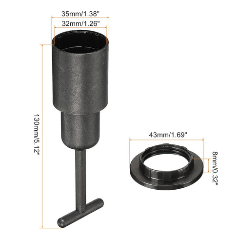MECCANIXITY E14 Socket Ring Removal Tool T Type with Lamp Shade Socket Rings for Medium Base, Light Replacing Accessories, Black Pack of 10...