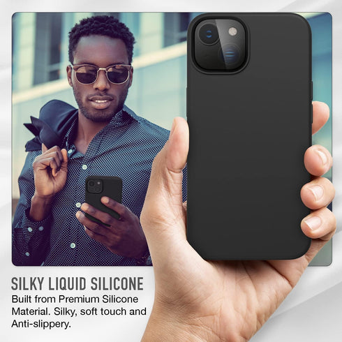 Trianium [4 in 1 Designed for iPhone 14 Case Silicone (Black), with 3 Pack Screen Protector, Bundle Protection Kit HD Tempered Glass Slim Cover 6....