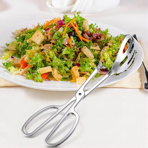 2-PACK Serving Tongs for Buffet, Stainless Steel Food Serving Cooking Tongs with Scissor Handles - Salad/Cake/Bread Tongs Kitchen Tongs, Catering ...