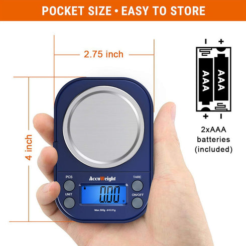 AccuWeight Digital Gram Scale for Weed with 300g/0.01g Limit Small Pocket Coffee Scale with High Accuracy, School Powder Jewelry Scale with Tare a...