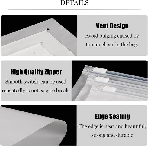 Clothes Packaging Bags for Shipping, 50Count 7x9 inch Frosted Zipper Plastic Bags for Clothing, Clear Apparel Bag for T-Shirt, Shirt, Document, 5 ...