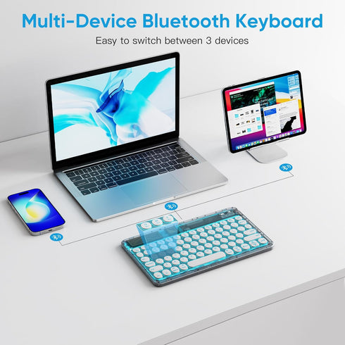 OMOTON Bluetooth Keyboard for iPad, Wireless Keyboard for PC Tablet Phone Computer, Rechargeable Multi-Device Keyboard, Compatible with iOS Androi...