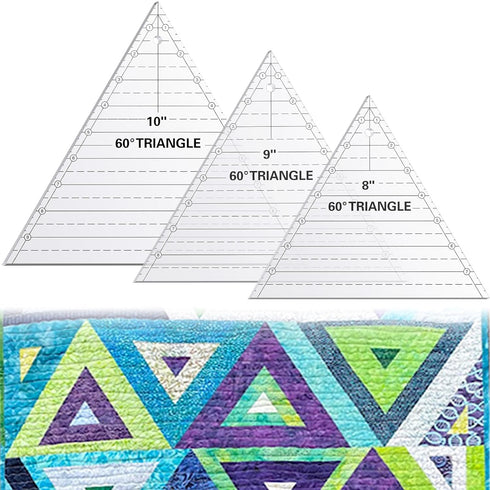 3 Pcs 60 Degree Triangle Ruler for Quilting 8 9 10 Inch Acrylic Template Quilt Rulers for Quilting Sewing Layer Cake Patchwork Quilt Supplies for ...