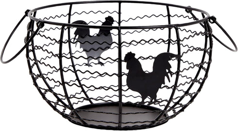 Juvale Wire Egg Basket Countertop Organizer - 8.2 x 8.2 x 4.9 in Black Iron - Rustic Farmhouse Style Countertop Egg Holder - Iron Construction...