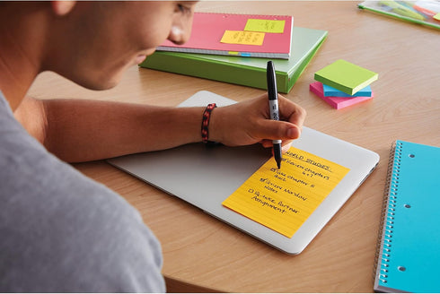 Post-it Super Sticky Lined Notes, 4 Sticky Note Pads, 4 x 6 in., School Supplies, Office Products, Sticky Notes for Vertical Surfaces, Monitors, W...