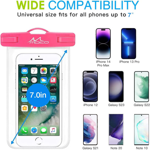 MoKo Waterproof Phone Pouch 4Pack, Underwater Phone Case Dry Bag with Lanyard Compatible with iPhone 14 13 12 11 Pro Max X/Xr/Xs Max/SE 3, Galaxy ...