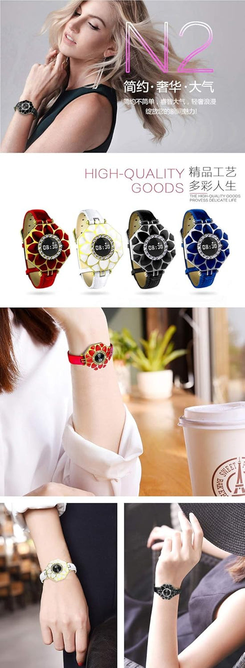 N2 Waterproof fitness Smartwatch for women, ,Fitness Tracker Watch with Heart Rate Monitor Step Sleep Tracker Jewelry Watch(Black)...