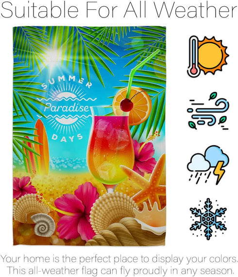 Breeze Decor Summer in Paradise Garden Flag Fun The Sun Beach Pool Luau Tropical Party Season Outdoor Summertime Sunny House Decoration Banner Sma...