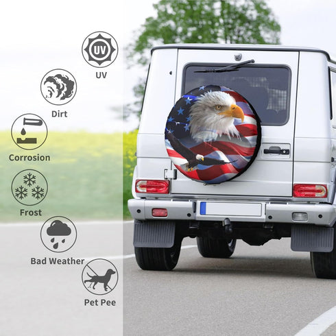 Spare Tire Cover Weatherproof Sun Protection Wheel Tire Cover Universal Fit Trailers RV SUV Truck Camper Travel Eagle...