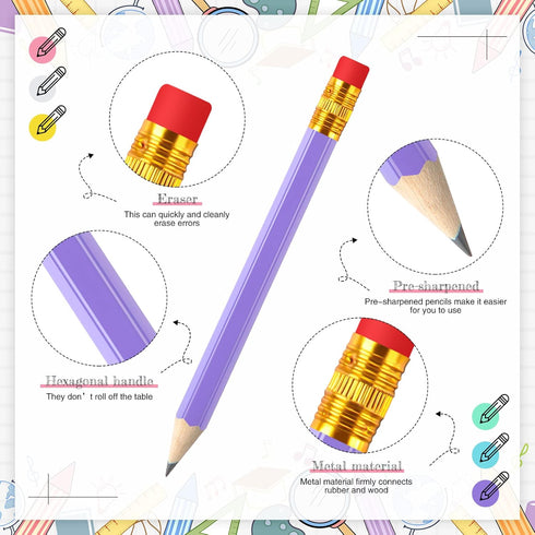 Zonon 48 Pieces Golf Pencils Half Pencils with Eraser Wedding Mini Pencils Short Small Pencils for Kids Bridal Shower School Office Writing Drawin...