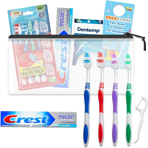 Oral Care Traveling Kit for Family - Bundle with Travel Toothbrush, Floss, Toothpaste, and More for Kids and Adults | TSA Friendly Toothbrush Set...