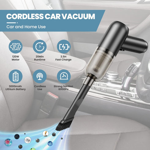 LEMOISTAR Portable Handheld Vacuum Cleaner, Mini Car Vacuum Cleaner Cordless 6000PA Suction, Rechargeable Battery Lightweight Hand Vacuum for Home...