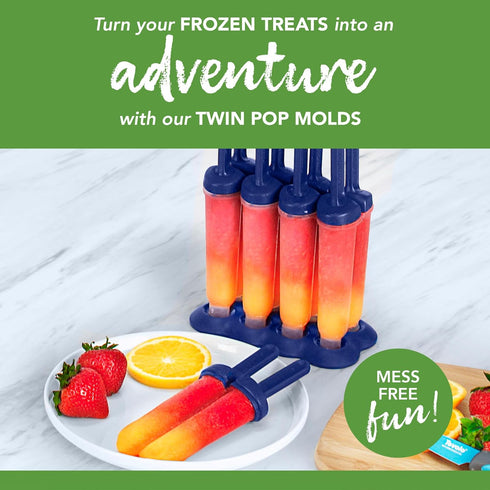 Tovolo Popsicle Molds with Sticks (4-Pack, Twin Pops) - Reusable Ice Pop Molds & Sticks for Homemade Flavored Ice Pops & Frozen Snacks - Popsicle ...