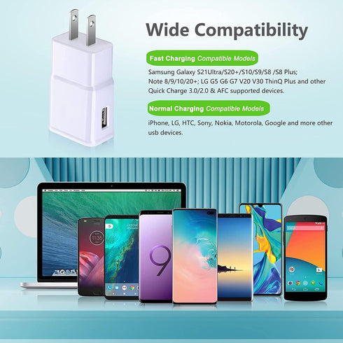 Adaptive Fast Charging Wall Charger Adapter, Eversame 6-Pack Fast Charging Block Travel USB Charger Box Compatible Samsung Galaxy S10 S9 S8 S7 S6 ...