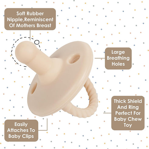 Sweet Child Pacifiers 0-18 Months, Set of 6 Ultra-Light Silicone Binkies with Collapsible Handle & 3 Air Holes for Added Safety, Best Newborn Paci...