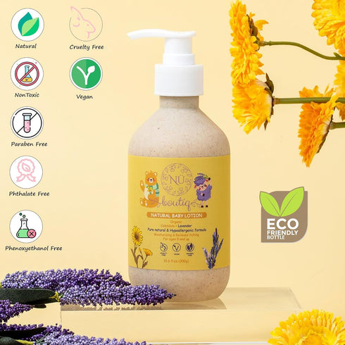 Organic Vegan Baby Lotion, Moisturizing and calming kids body lotion with Calendula & Lavender, newborns All Skin Types, New Biodegradable bottle(...