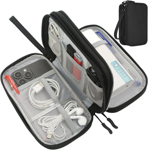 Electronics Organizer Travel Bag, Small Cable Organizer Case Waterproof Accessories Pouch, Travel Electronic Carrying Case for Cord, Charger, Phon...