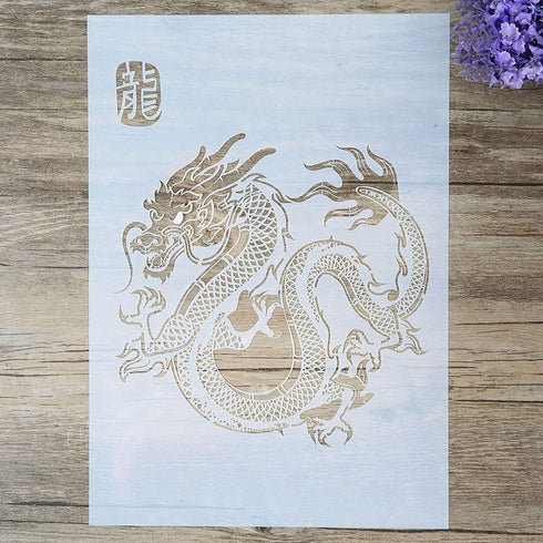 DIY Decorative Dragon Stencil Template for Painting on Walls Furniture Crafts...