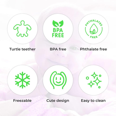 Turtle teether (Pink) Silicone Baby Teether Toy - Animal Turtle Teething Relief Toy for Babies, Toddlers, Infants, Girls & Boys - Baby Chew Toy - ...