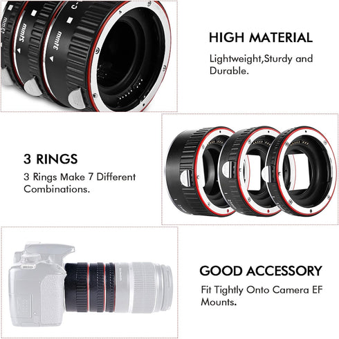Macro Lens Tube Extension?Fast Auto Focus Macro Lens Tube Extension Adapter Ring 13mm 21mm 31mm Suitable for EOS EF Mount to 1100d 700d 650d 600d ...