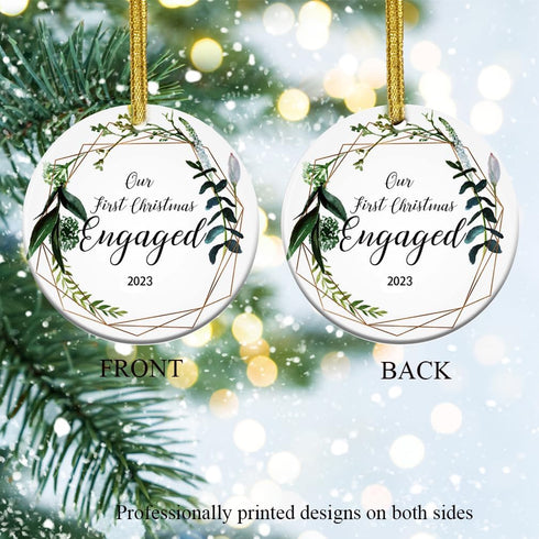 Engaged Ornament 2023 Christmas Decoration - Wedding Shower & Just Married Gift - Engraved...