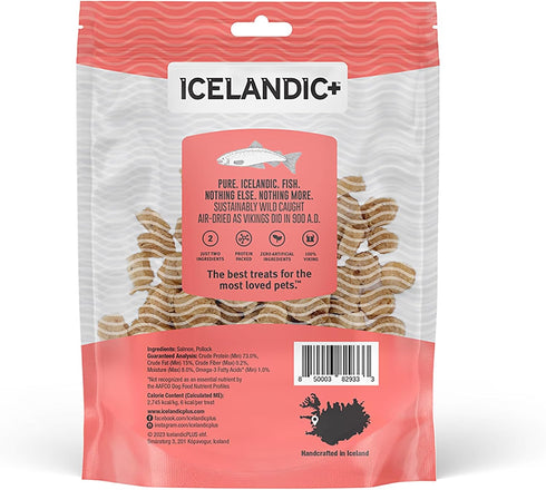 Icelandic+ Mini Fish Chips: Salmon 2.5oz - Dog Treats, for Training & Small Dogs, 2 Ingredient Air-Dried Crunchy Chips...