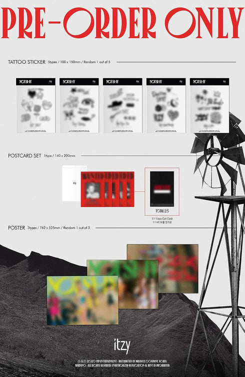 JYP ITZY Not Shy Album+Folded Poster+Extra Photocards Set (A ver.)...