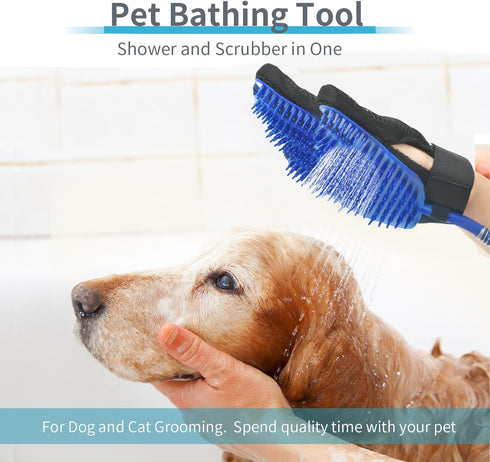 All-in-One Dog Grooming Bath Tool: Shower Scrubber, Dog Washing Gloves, Perfect for Cat and Dog Grooming, Pet Store Essential, Brush Glove & Hose ...
