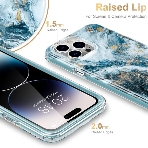 Esdot for iPhone 14 Pro Max Case with Built-in Screen Protector,Military Grade Rugged Cover with Fashionable Designs for Women Girls,Protective Ph...