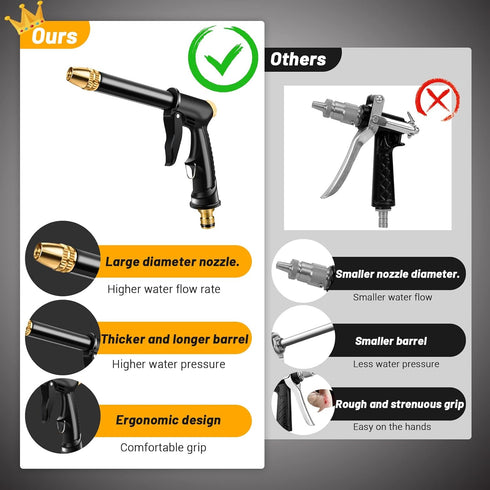 Garden Hose Nozzle with 4 Patterns, Soap Dispenser & Quick Connectors, Plastic High Pressure Washer Gun, Water Hose Nozzle Sprayer Heavy Duty, Spr...