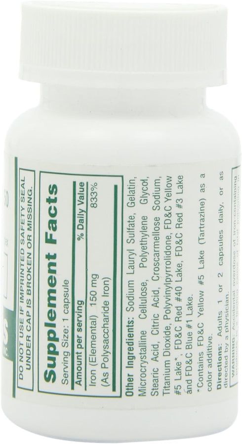 Dietary Supplement - Poly Iron Capsules 150 mg (100 caps per bottle) by Cypress Pharmaceutical #185-01 (1 Bottle of 100 Caps)...