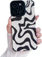 Designed for iPhone 15 Phone Case, Soft PU Leather TPU and Cute Art Wavy Painted for Women Men Compatible with iPhone Case (Beige/iPhone 15)...