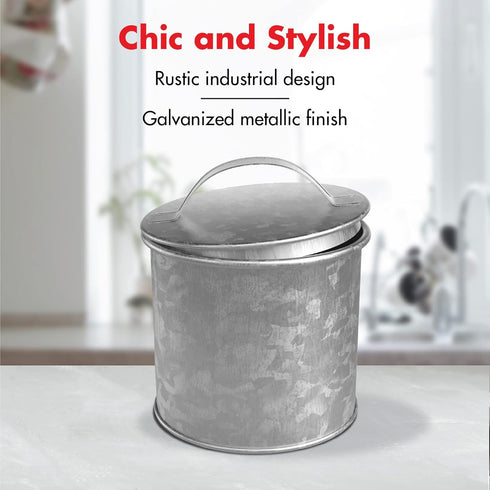 Amici Home Newport Galvanized Metal Canister | Dry Food Storage Container | Airtight Lid | 30 Ounce Capacity | Farmhouse Décor | Rustic Metal Cani...