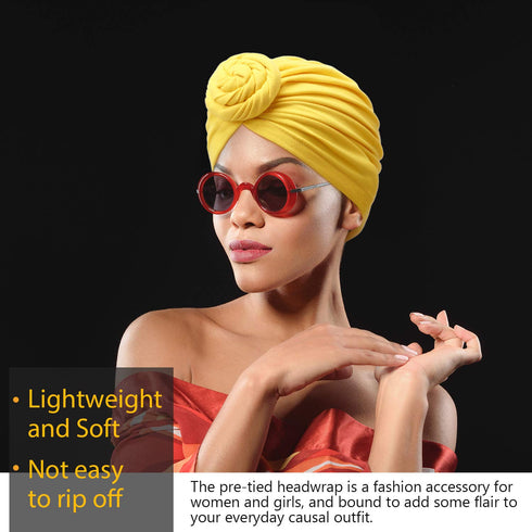 SATINIOR 8 Pieces Women African Turban Flower Knot Headwrap Pre Tied Bonnet Beanie Cap Headwrap Hair Loss Wrap Headband Tie (Fresh Color)...