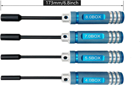 4Pcs Nut Driver Set RC Tool Set Hex Nut Driver for RC Vehicle RC Helicopters FPV Drones Cameras Appliances Repair 4mm 5.5mm 8mm 7mm Nut Driver (bl...