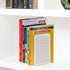 Acrimet Metal Bookends, Non-Skid Book Stand for Shelves, Heavy Duty Book Stopper, 6-7/8" H x 4" W x 4-1/2“ D, (White Bookend with Gold Design), 1 ...