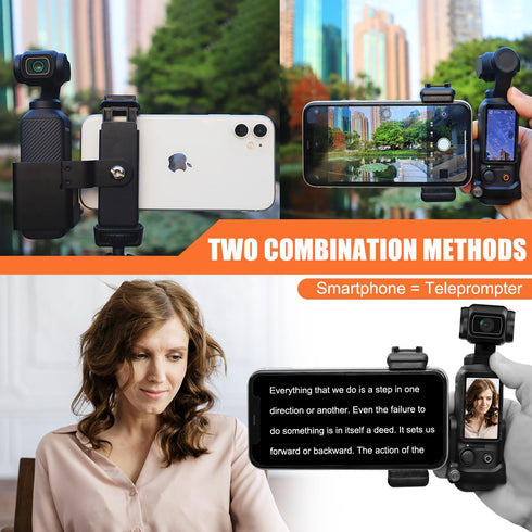OSMO Pocket 3 Phone Mount Holder with 1/4 Threaded Hole and Cold Shoe Expansion Frame for light mic compatible with DJI OSMO Pocket 3 Accessories...