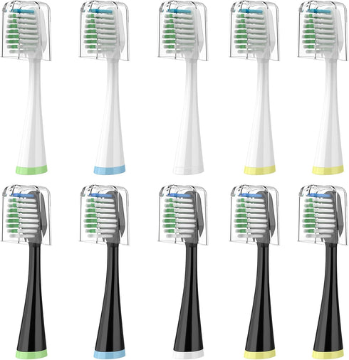 Replacement Toothbrush Heads for AquaSonic Duo Series, 5 White & 5 Black Brush Heads with Covers...