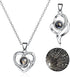 NW 2 pcs Pendants i love you necklace in 100 languages Projection Heart Pendant necklace for women mother with led light heart gift box SLIVER...