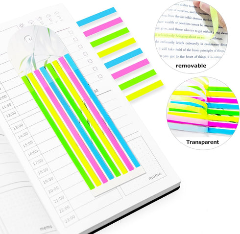 Translucent Book Tabs,Repositionable Strip Sticky Tabs, Book Markers for Reading, Small Sticky Notes, and Complete Book Annotation Supplies - Idea...