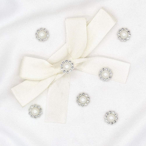 100 pcs Rhinestone Faux Pearl Buttons Accessory Decoration Craft for DIY Scrapbooking Embellishments Wedding Bouquet Flower Centre Home Decor 14mm...
