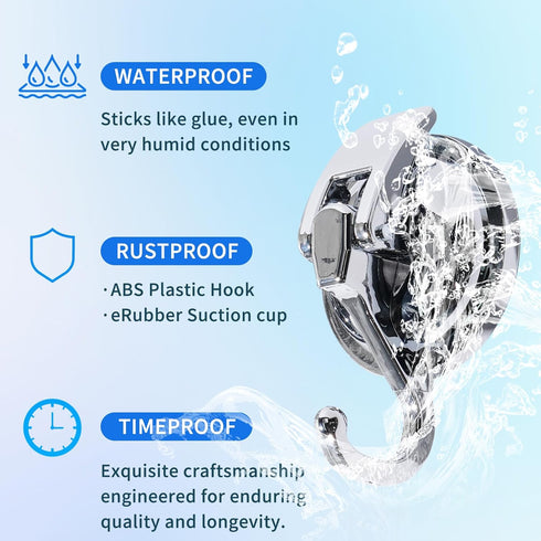 2 Pcs Suction Cup Hooks for Shower, Heavy Duty Shower Hooks for Inside Shower, No Drill Towel Hooks for Bathrooms, Hanger Suction Hooks for Wall, ...