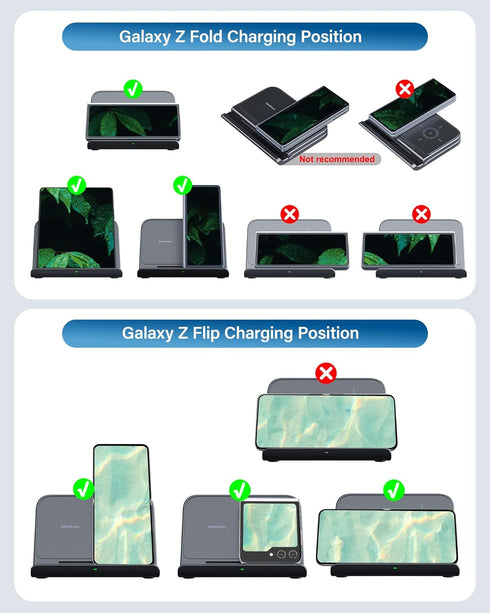 Wireless Charger for Samsung Z Fold 6, Foldable Charger Stand for Galaxy Z Fold 6/Z Fold 5/Z Fold 4/Z Fold 3, Fast Charging Phone Charger for Goog...