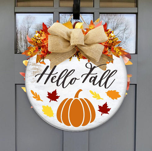 Fall Stencils for Painting Pumpkin Stencil Fall Leaves Maple Stencil Half Round Hello Autumn Drawing Templates for Door Porch Hanger Fall Wreath H...