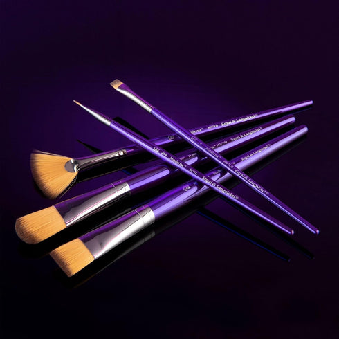 Royal & Langnickel Moderna, 5pc Oval Wash & Blender Brush Set for All Painting Mediums, Includes - Oval Wash, Blender, Fan & Liner Brushes Purple...