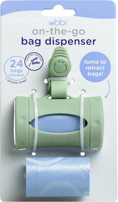Ubbi On-the-Go Diaper Bag Dispenser for Travel, Retractable Must Have for Newborns, Helpful Baby Accessory, Sage Green...